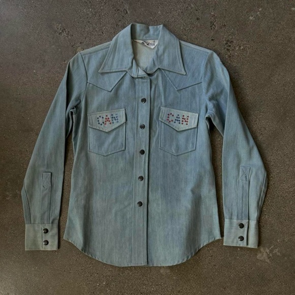 70’s Denimites Studded Eiffel Tower Blouse - Picture 7 of 9